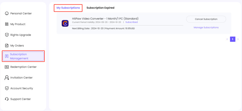 cancel subscription
