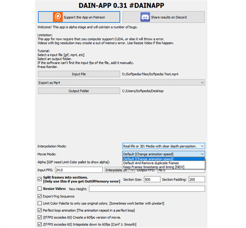 dain ai-based interpolation tool