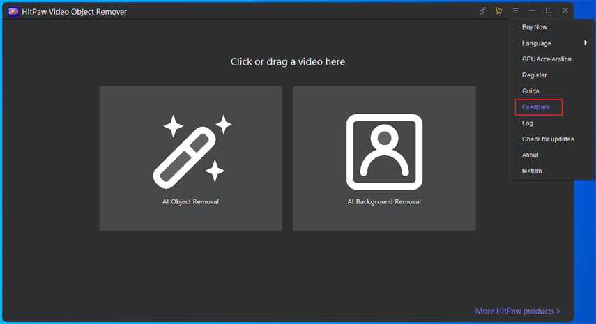 feedback in HitPaw video object remover